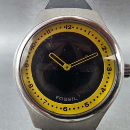 Fossil Big Tic Sport Line Watch Men 38mm Yellow Dial Silver Tone JR-7849 New Bat1