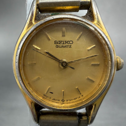 Seiko Watch Women 20mm Champagne Dial Gold Tone Round 2Y01-0A19 New Battery VTG11