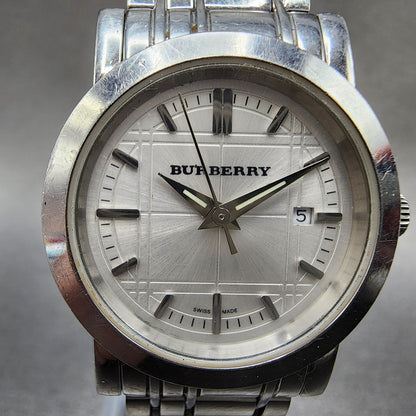 Burberry Watch Women 28mm Silver Dial Silver Tone Date Round Bu1351 PARTS2
