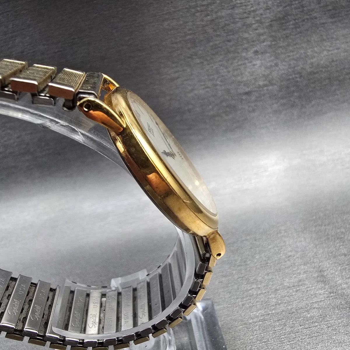 Seiko Watch Men 34mm Ivory Dial Gold  Date Round 7N29-8A09 New Battery VTG3