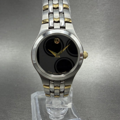 Movado Museum Watch Women 24mm Black Dial Two Tone Round 81 E4 1832 New Battery0