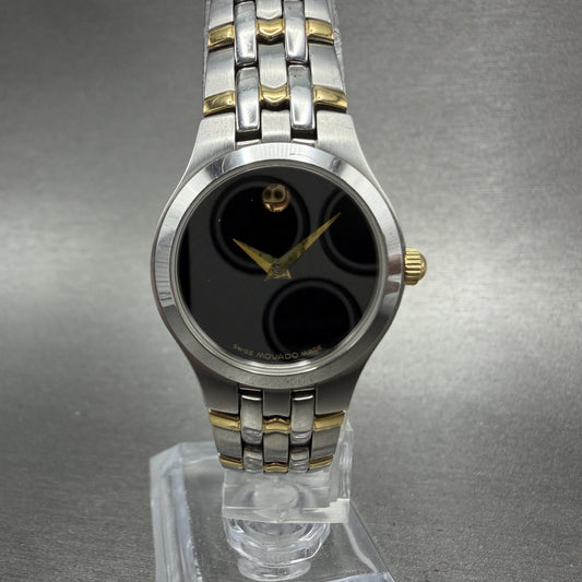 Movado Museum Watch Women 24mm Black Dial Two Tone Round 81 E4 1832 New Battery0