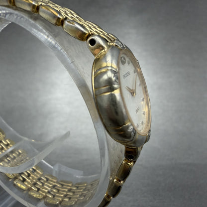 Seiko Exceline Watch Women 21mm White Dial Gold Tone Round 4N20-0640 New Batt3