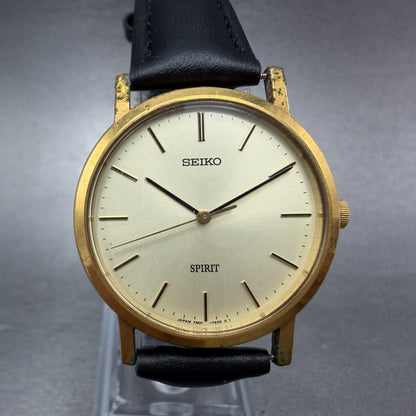 Seiko Spirit Watch Men 32mm Champagne Dial Gold Tone 7N01-7060 New Battery TYH0