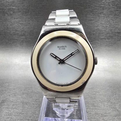Swatch Tresor Blanc Watch Women 33mm White Dial Silver Tone YLS141GC New Battery0