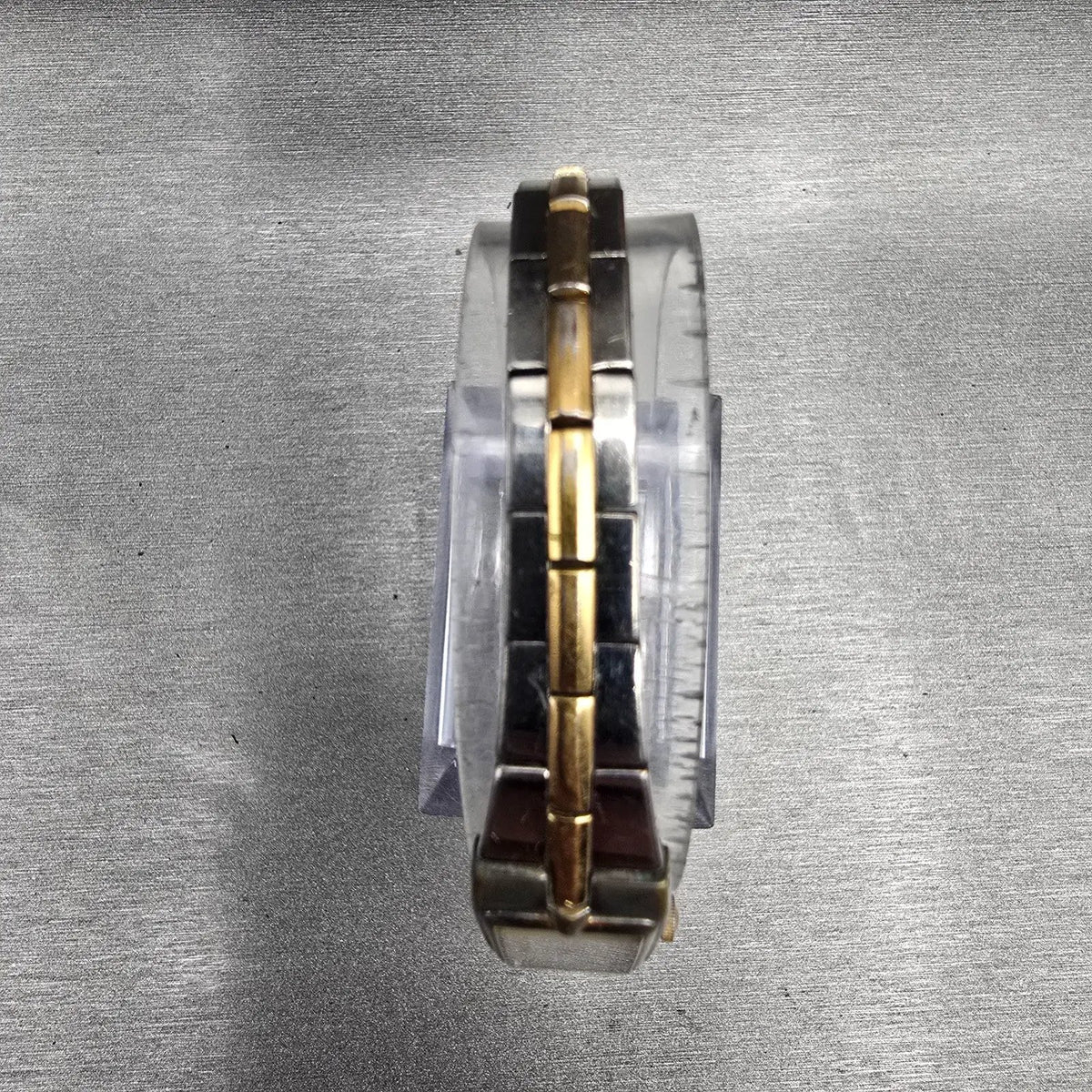 Seiko Watch Women 13mm White Dial Two Tone Rectangle 2E20-7479 New Battery JP24