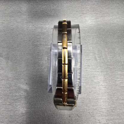 Seiko Watch Women 13mm White Dial Two Tone Rectangle 2E20-7479 New Battery JP24