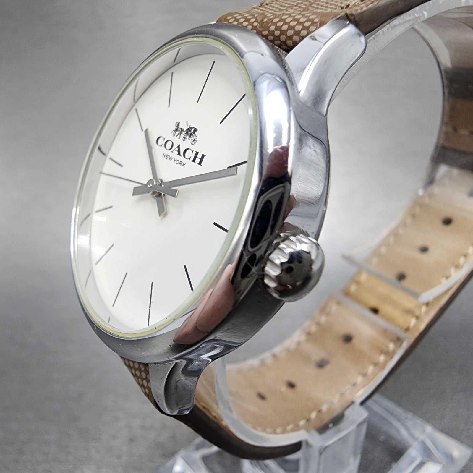 Coach Ruby Watch Women 32mm White Dial Silver Tone Round 14502994 New Batt2