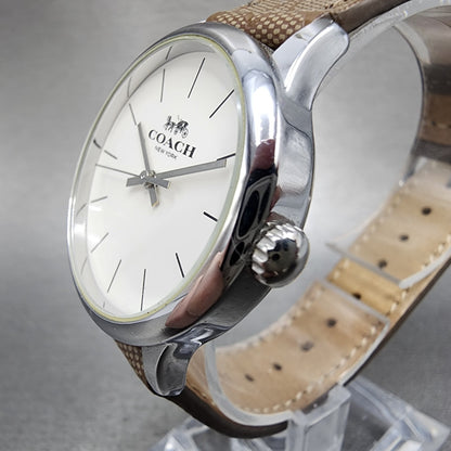 Coach Ruby Watch Women 32mm White Dial Silver Tone Round 14502994 New Batt2