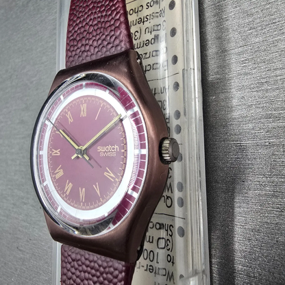 Swatch Bookey's Bet Watch Men 34mm Red Dial Red Tone Round GX118 New Battery VTG2