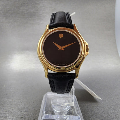 Movado Museum Watch Women 28mm Black Dial Gold Tone Round 0690299 New Battery5