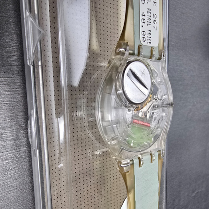Swatch Piquant Watch Men 34mm Clear Dial Clear Case GK267 New Battery NOS11
