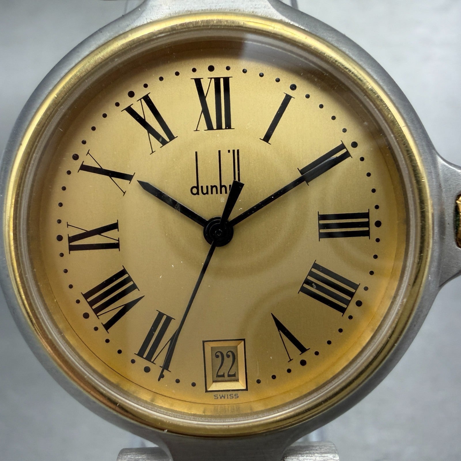 Dunhill Millennium Watch Men 32mm Gold Dial Two Tone Date Round New Battery1