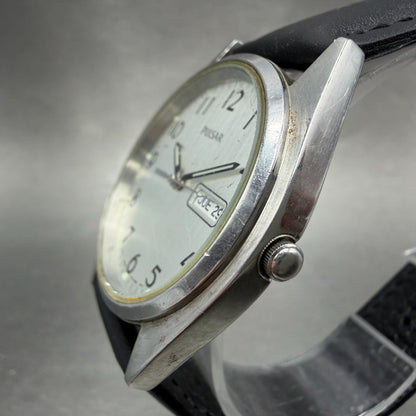 Seiko Pulsar Watch Men 37mm Silver Dial Silver Tone Daydate V733-9A40 NewBattery2