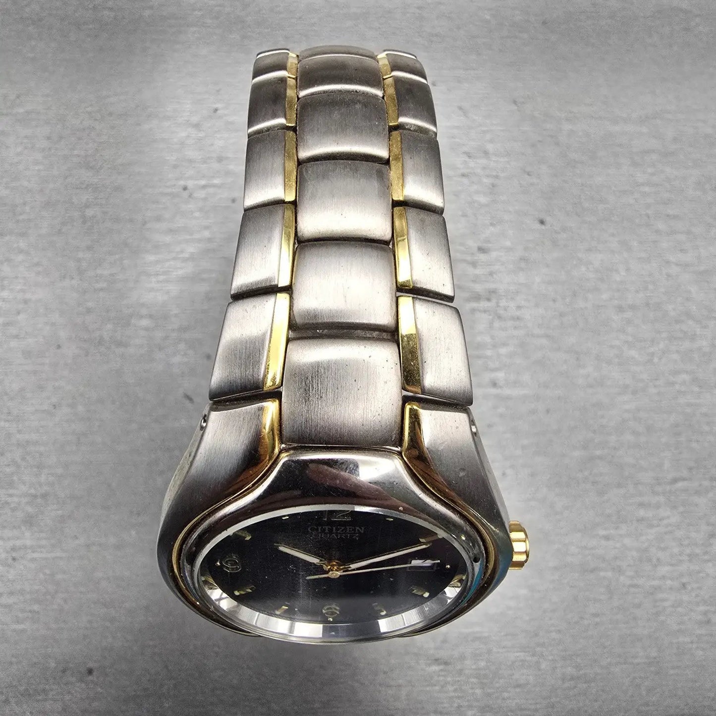 Citizen Watch Men 37mm Black Dial Two Tone Date 2910-H28941 New Battery Vintage4