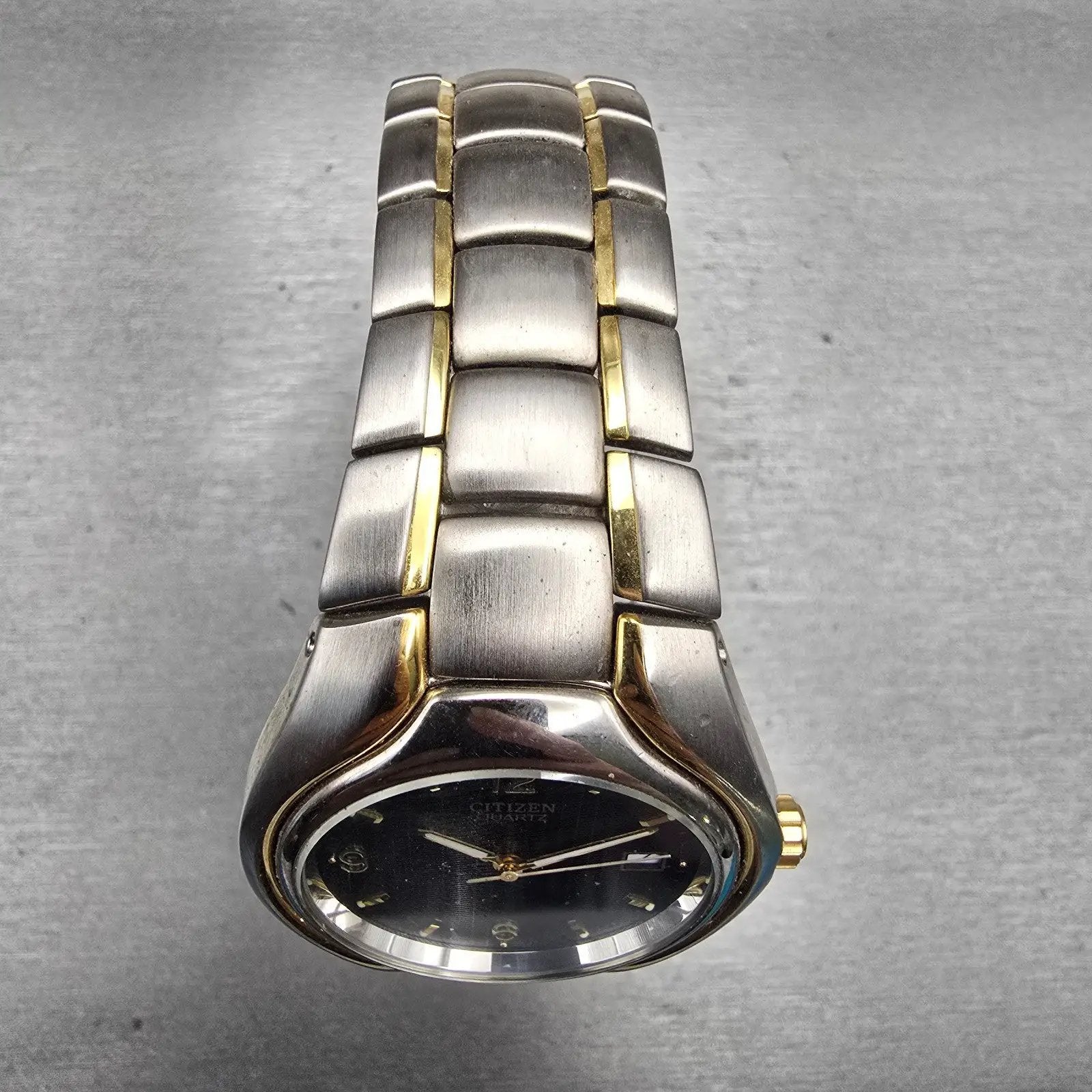 Citizen Watch Men 37mm Black Dial Two Tone Date 2910-H28941 New Battery Vintage4