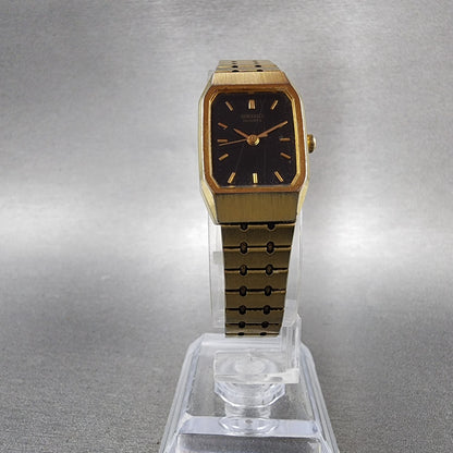 Seiko Tank Watch Women 17mm Black Dial Gold Tone 2Y015D20 Rectangle New Battery4