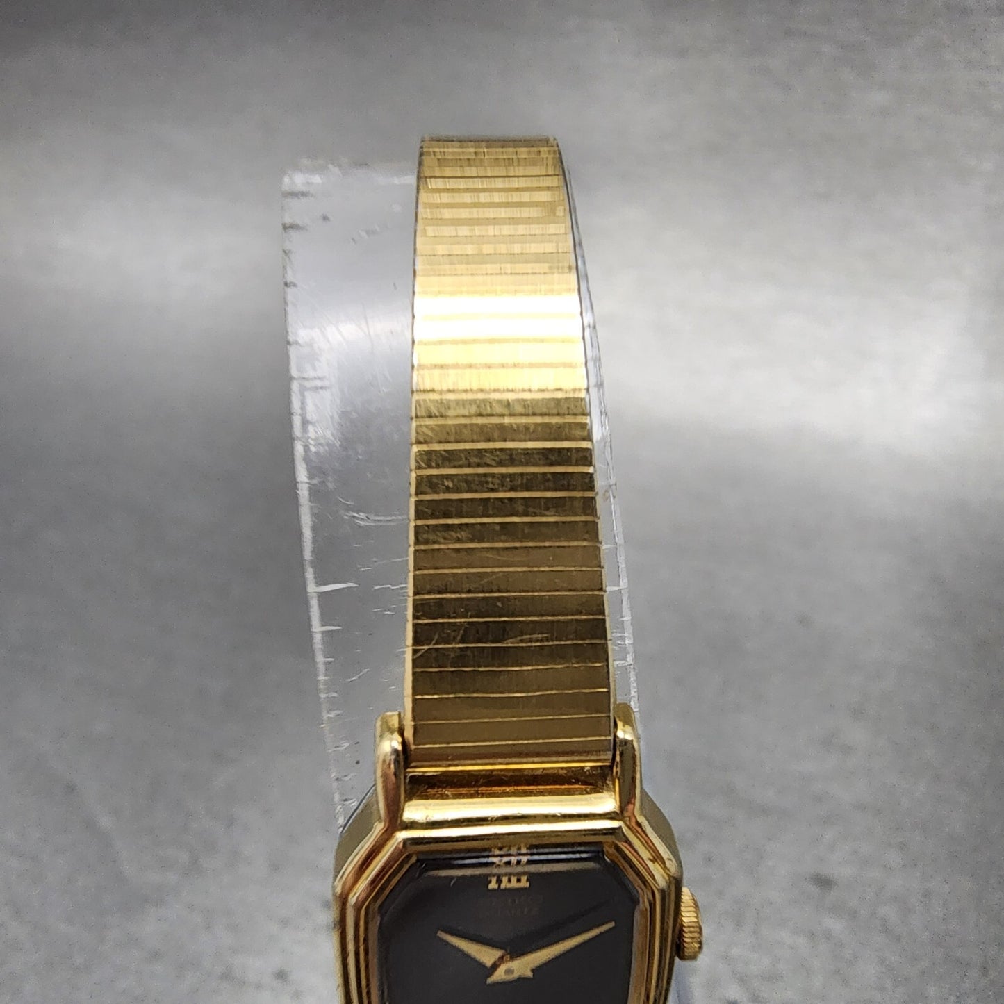 Seiko Watch Women 16mm Brown Dial Gold Tone Octagon 2C205769 New Battery VTG4