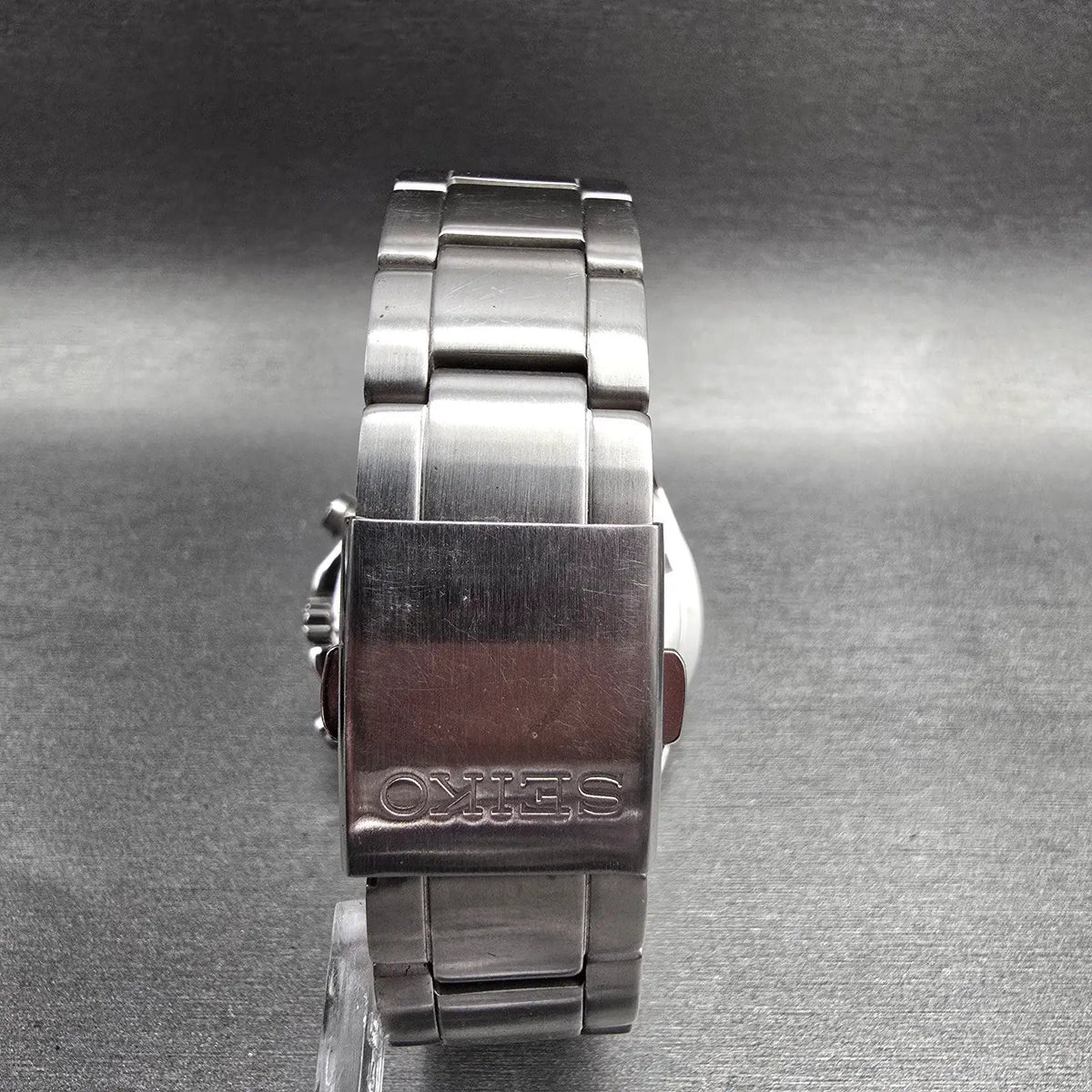 Seiko Chronograph Watch Men 40mm Black Dial Silver Date 8T67-00C0 New Batt JDM7