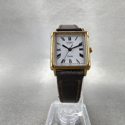 Casio Traddy Tank Watch Women 21mm White Dial Gold Tone Rectangle New Battery5