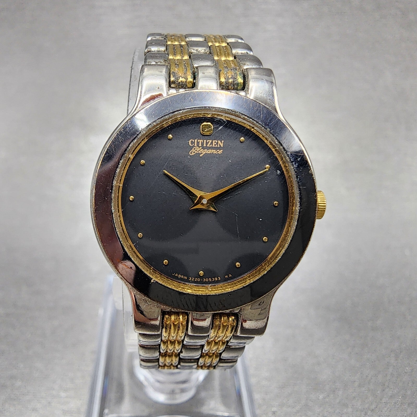 Citizen Elegance Watch Women 23mm Black Dial Two Tone Round 3220325311 New Batt0