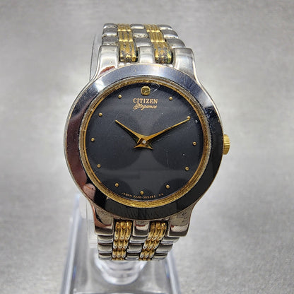 Citizen Elegance Watch Women 23mm Black Dial Two Tone Round 3220325311 New Batt0