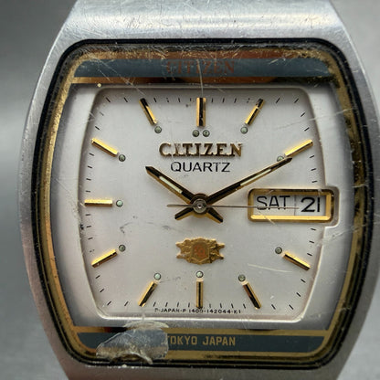 Citizen CQ Watch Men 34mm Silver Dial Two Tone Daydate 1400-140907 New Battery1