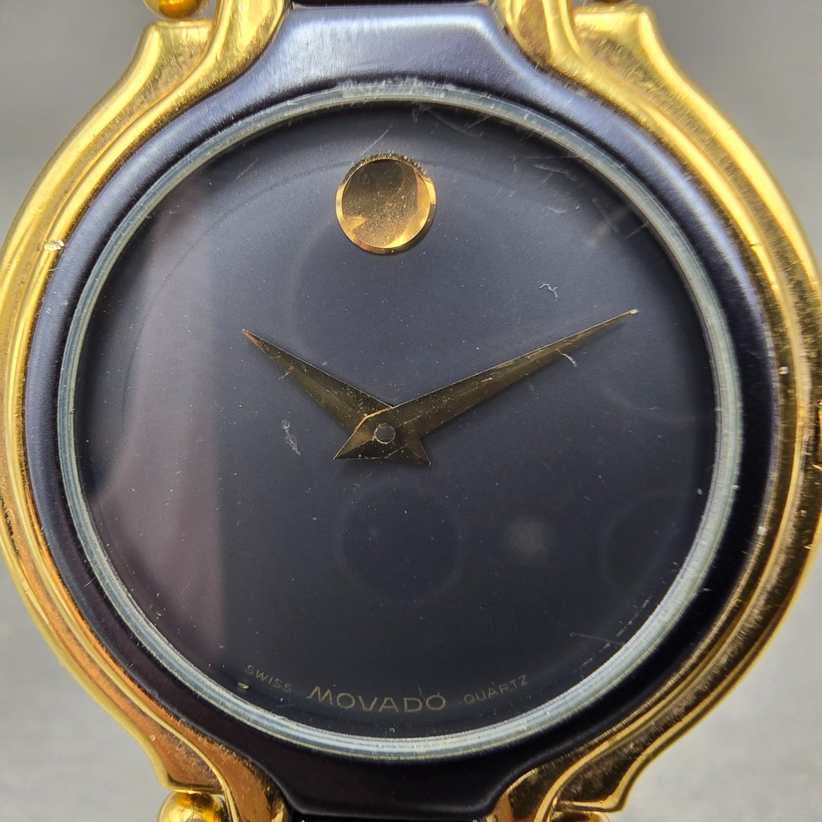 Movado Museum Watch Men 33mm Blue Dial Gold Tone Round 88.33.874 New Battery AD1