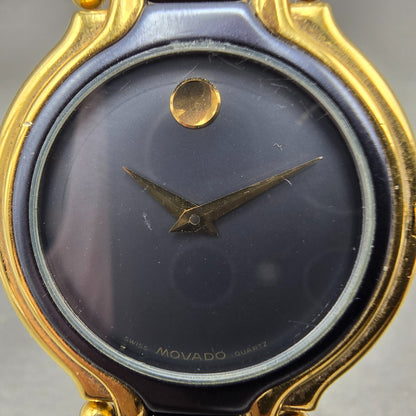 Movado Museum Watch Men 33mm Blue Dial Gold Tone Round 88.33.874 New Battery AD1