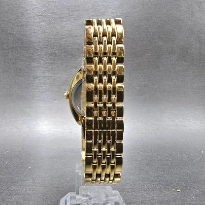 Bulova Watch Women 30mm White Dial Gold Tone Round 98R298 Crystal Bezel Works8