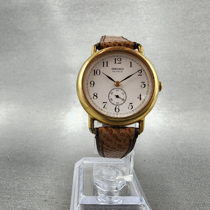 Seiko Watch Women 28mm White Dial Gold Tone Round 14280070 New Battery5
