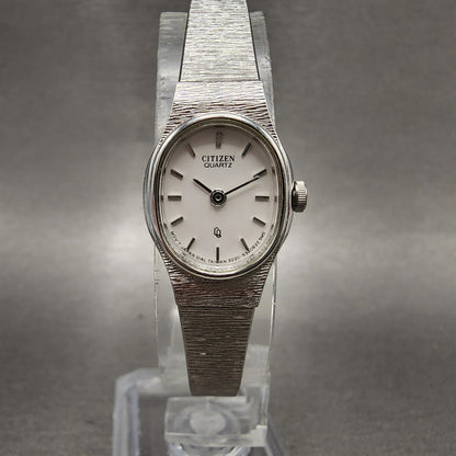 Citizen CQ Watch Women 17  White Dial Silver Tone Oval 3220S09532 New Battery0