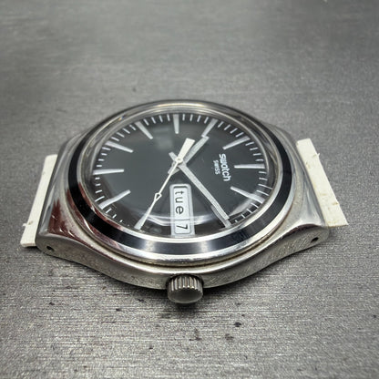 Swatch Irony Charcoal Suit Watch Men 38mm Black Dial Steel Daydate YGS744 NewBat5