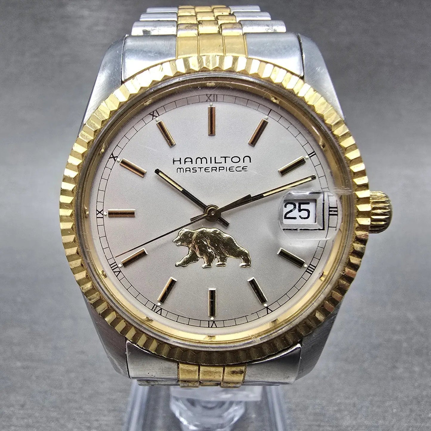 Hamilton Masterpiece President Watch Men 36mm Silver Dial Two Tone Date Round0