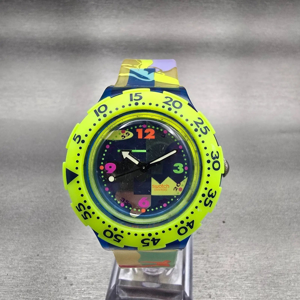 Swatch Scuba 200 Over The Wave Watch Men 38mm Blue Dial Two Tone SDN105 New Batt0