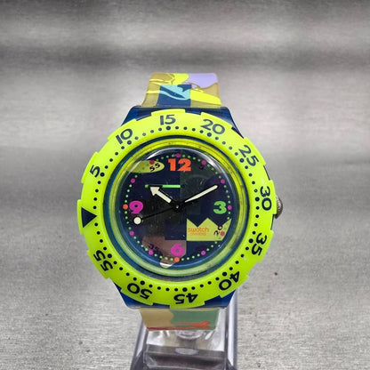 Swatch Scuba 200 Over The Wave Watch Men 38mm Blue Dial Two Tone SDN105 New Batt0