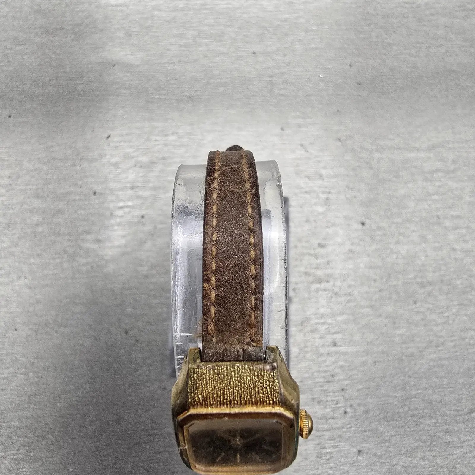 Seiko Watch Women 17mm Brown Dial Gold Tone Rectangle 5420-5019 New Battery VTG4
