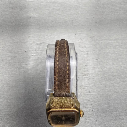 Seiko Watch Women 17mm Brown Dial Gold Tone Rectangle 5420-5019 New Battery VTG4