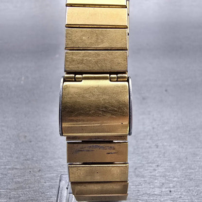 Seiko Watch Men 26mm White Dial Gold Tone Rectangle 5P30-5299 New Battery VTG7
