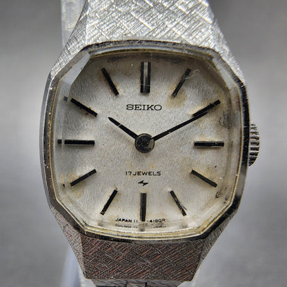 Seiko Watch Women 18mm White Dial Silver Tone Manual 114580 Runs1