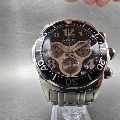 Invicta Pro Diver Chronograph Watch Men 45mm Black Dial Silver Tone Date New Bat5