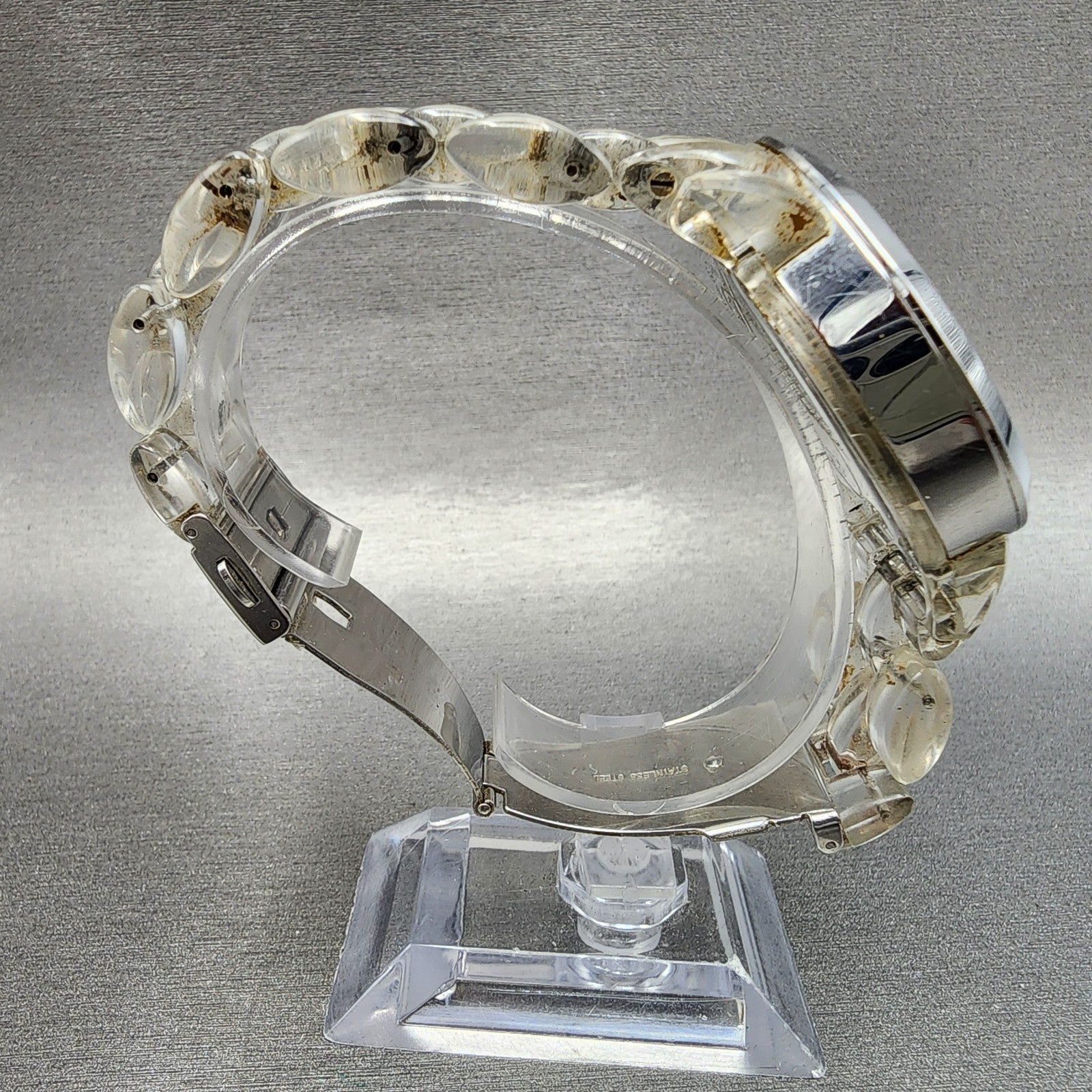 Michael Kors Chronograph Watch Women 43mm MOP Dial Clear Case MK5235 New Battery8
