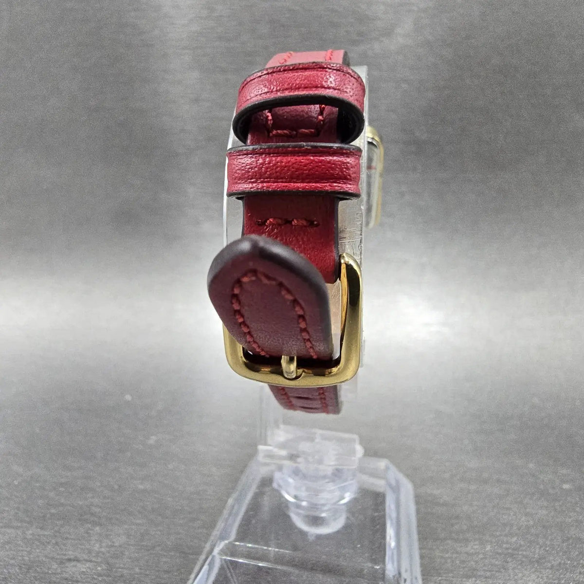 Coach Watch Women 22mm Red Dial Gold Tone Square 14504226 Leather New Battery7
