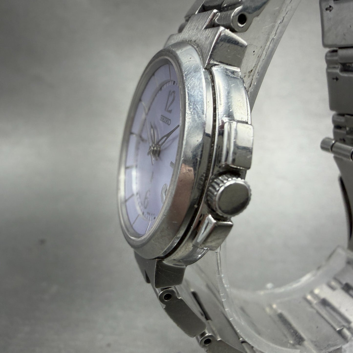 Seiko Lukia Watch Women 29mm Purple Dial Silver Tone Date Round 7N82-6E00 NewBat2