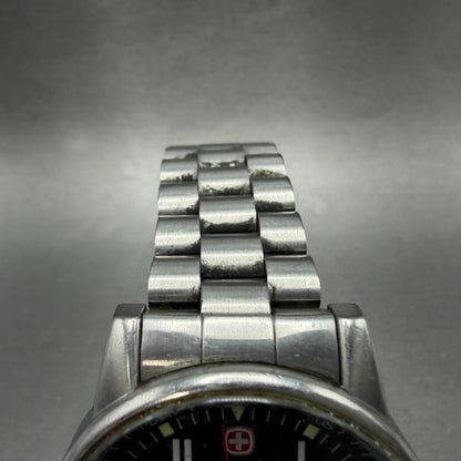 Wenger Watch Men 40mm Black Dial Steel Daydate Round 7016X New Battery Vintage4