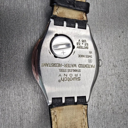 Swatch Irony Twirl Watch Men 37mm Black Dial Silver Tone Date YGS428C New Batt10