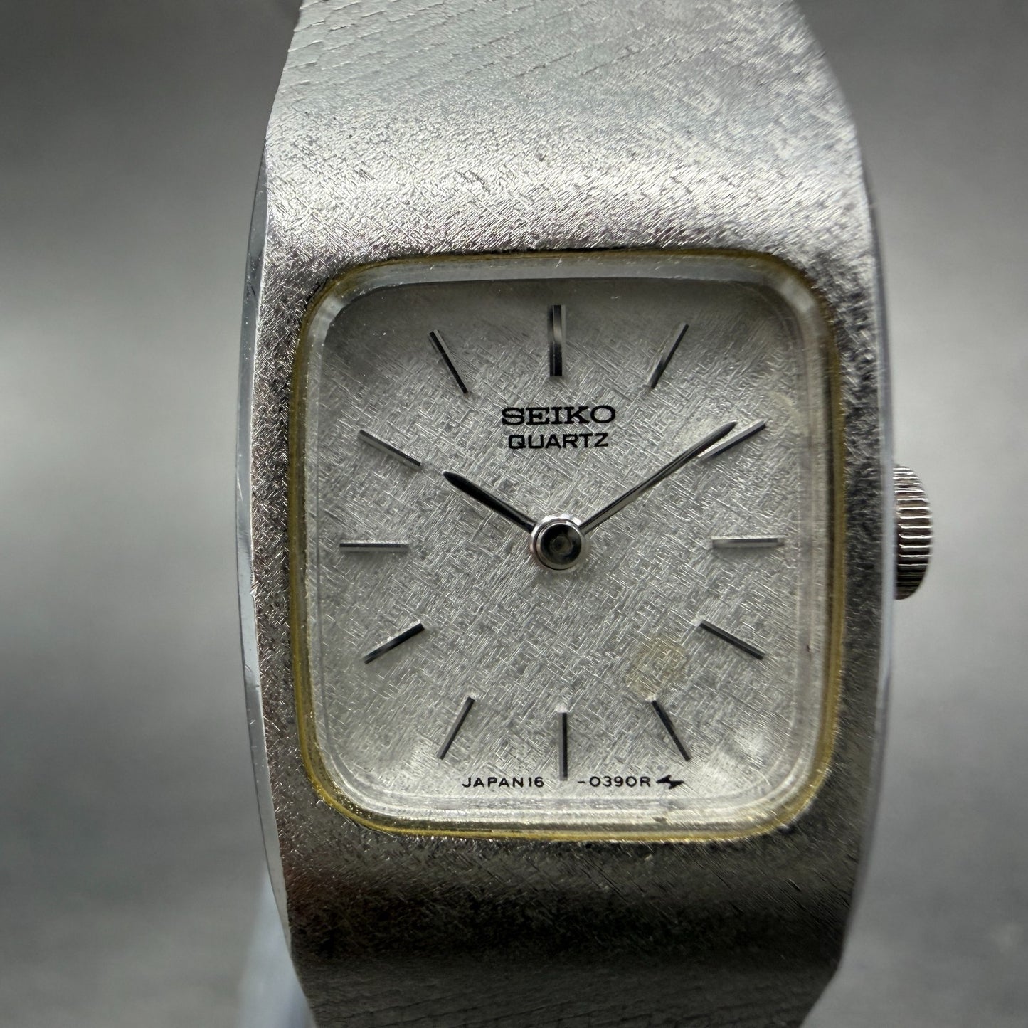 Seiko Tank Watch Women 16mm Silver Dial Silver Tone Rectangle 16-3269 New BattAB1