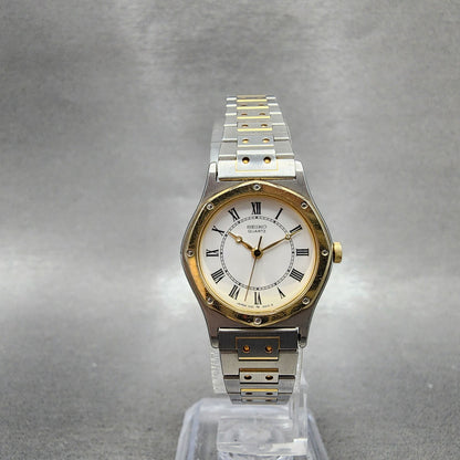 Seiko Watch Women 23mm White Dial Two Tone Octagon 12210040 New Battery5