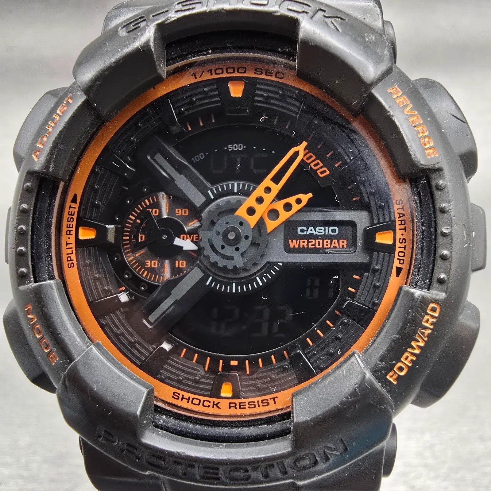 Casio G-Shock GA-110TS Watch Men 51mm Black Orange Chrono Alarm New Battery1