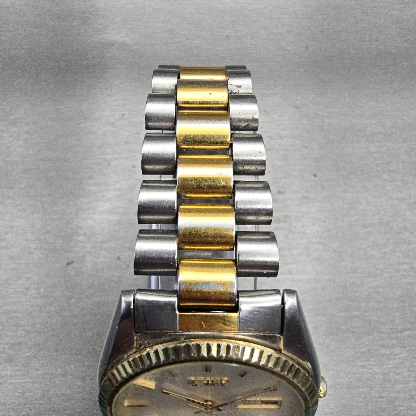 Seiko President Watch Men 35mm Silver Dial Two Tone Daydate 5Y23-8A69 New Batt4
